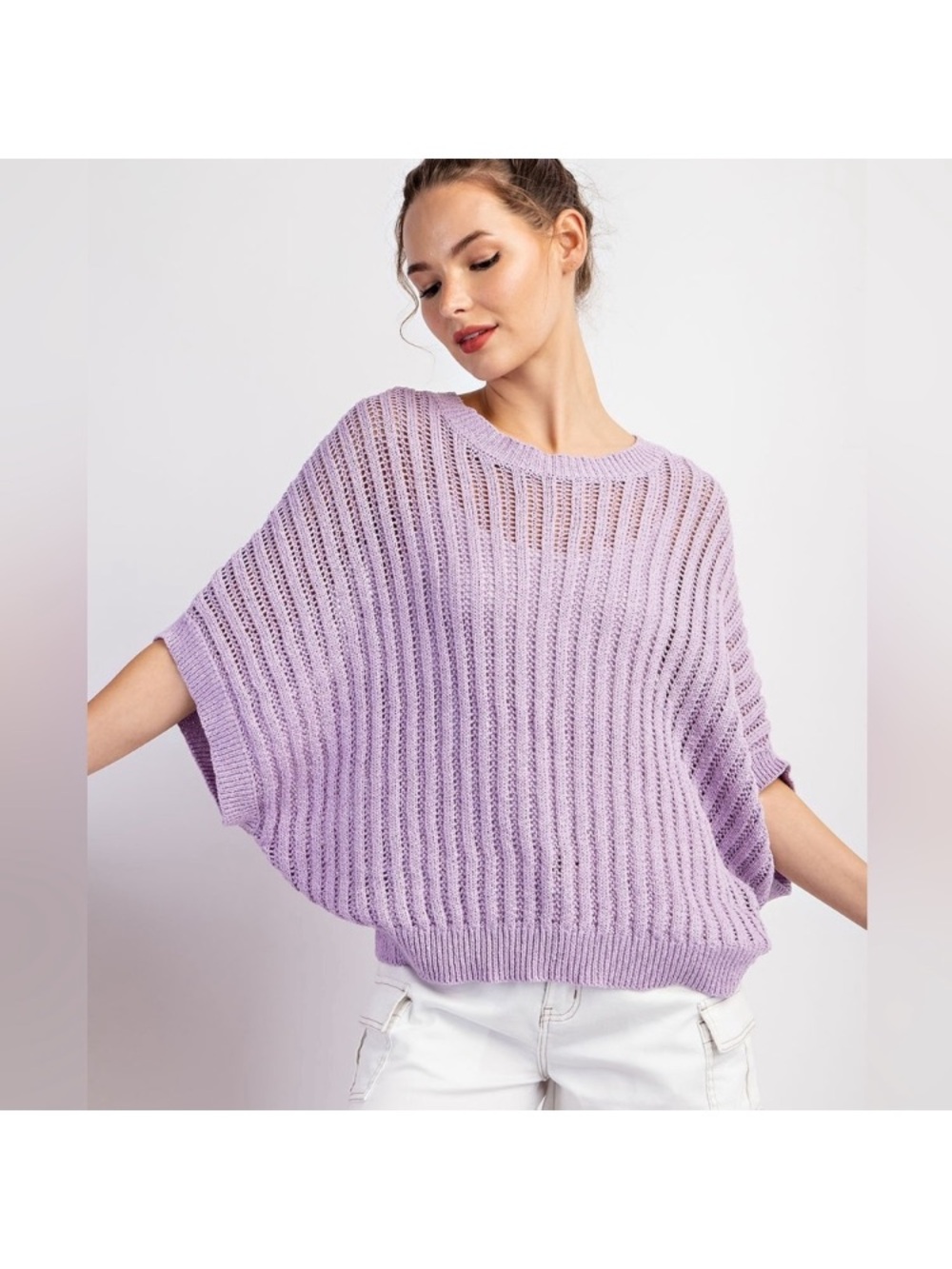 Light Purple Knit Dolman Sweater